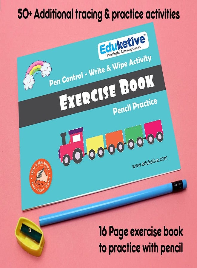 Eduketive لعبة تعليمية قابلة لإعادة الاستخدام من إديوكيتيف، تتضمن قلمًا للكتابة والمسح، مناسبة للأطفال من 3 إلى 6 سنوات، لتدريبهم على الكتابة، ولتنمية مهاراتهم في مرحلة ما قبل المدرسة، مع دفتر تمارين. - Image 4